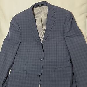 Perry Ellis Portfolio Men's Blue Slim Fit Plaid Sport Coat Suit Jacket Size 40R